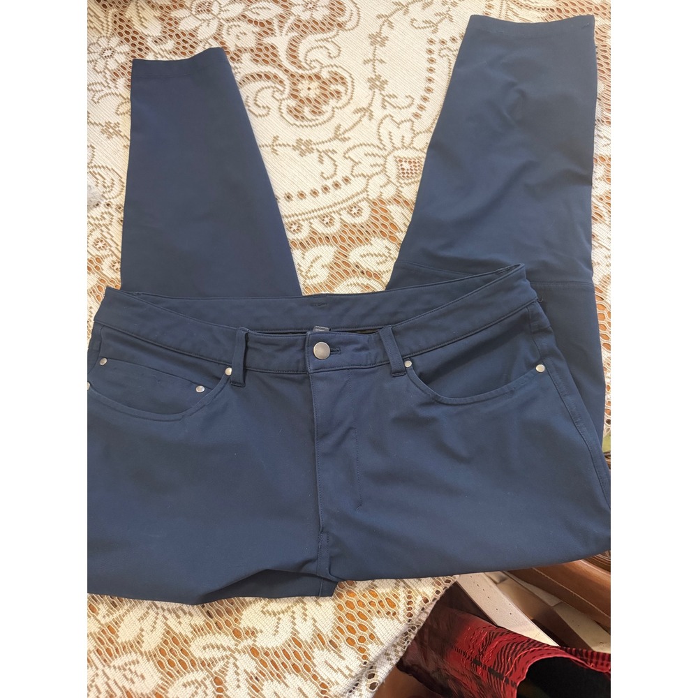 Lululemon ABC Pants Mens 33 Navy Blue Slim Tapered 5 Pocket Travel Trousers
